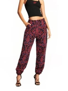 I.AM.GIA Tatiana 2.0 Black Red Purple Paisley Butterfly Swearpants Size XS